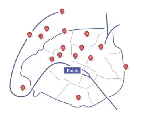 A map of Morning Coworking's locations