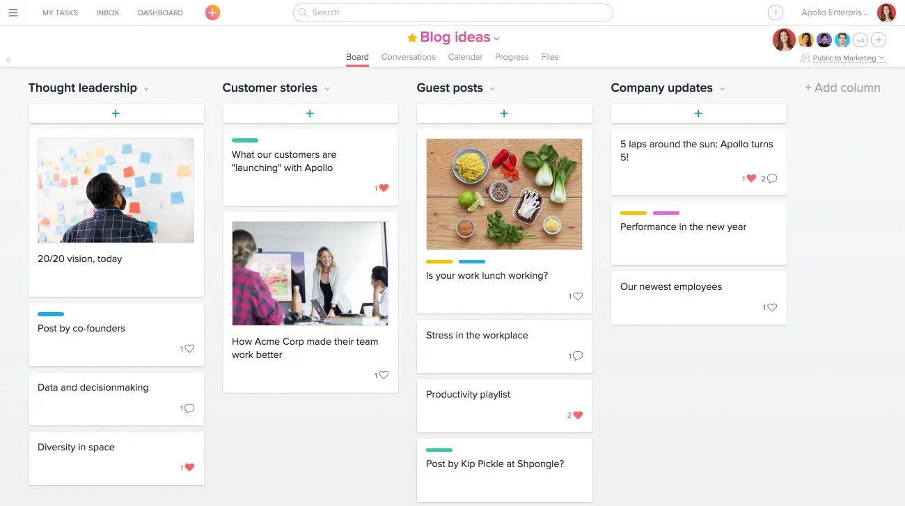 Product UI: Asana board