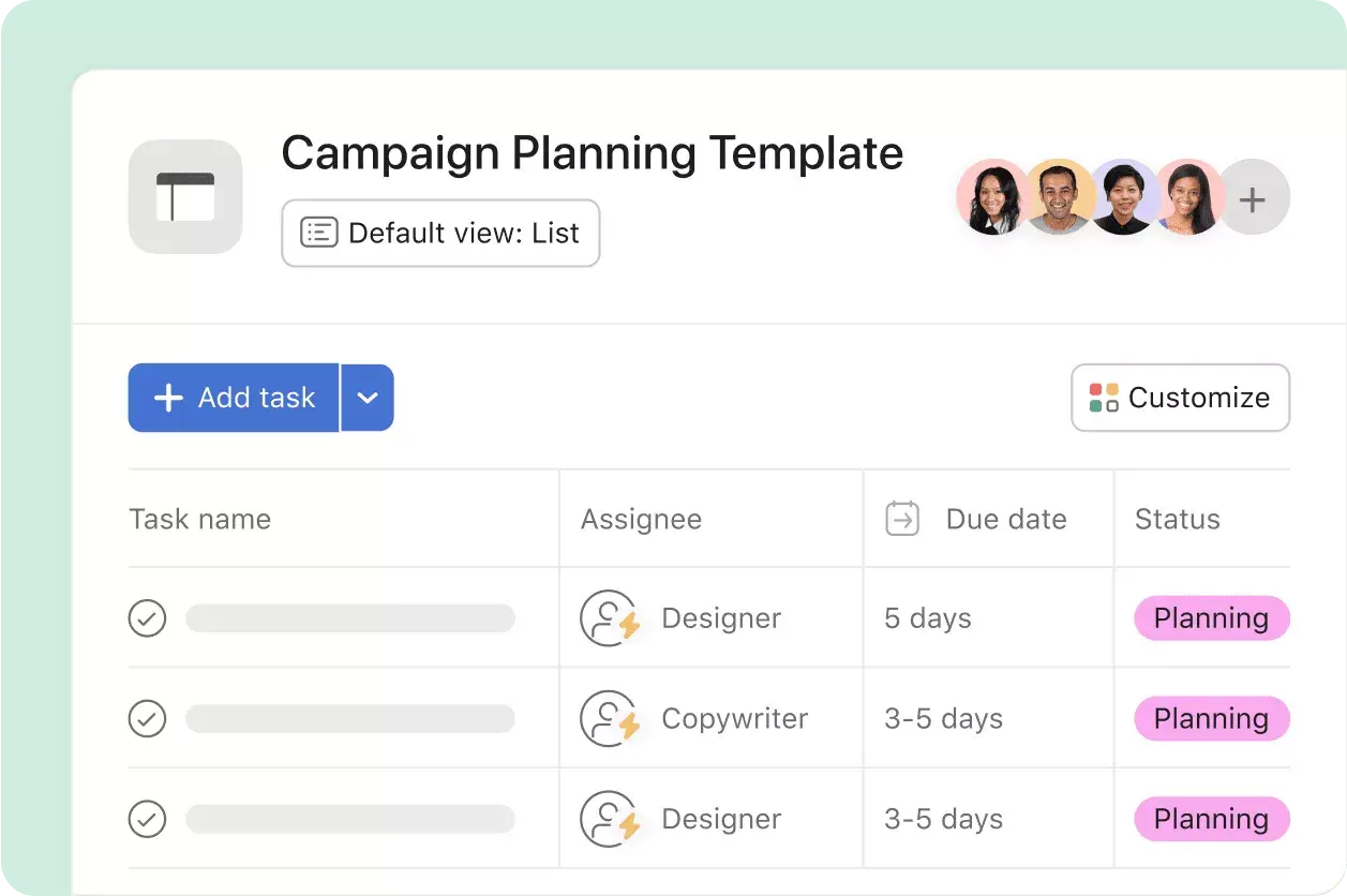 Asana on Asana campaign management inline image product UI template