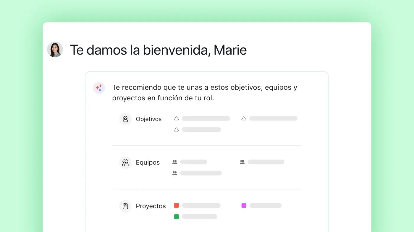 Imagen de la interfaz de usuario del producto en Asana para la incorporación de empleados