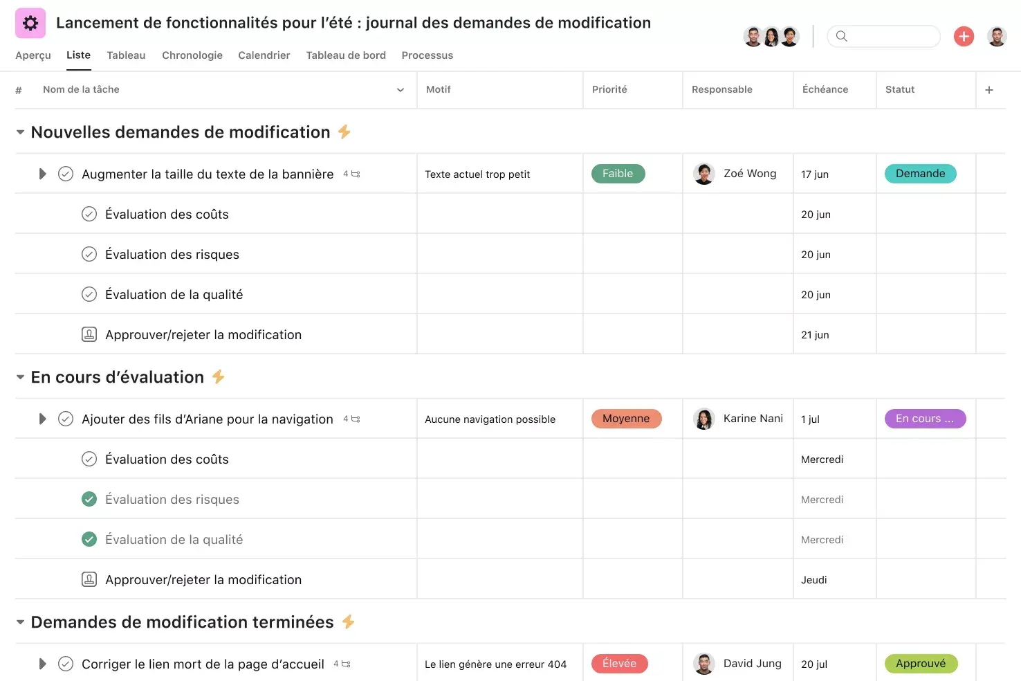 [Product ui] Change management plan (list)