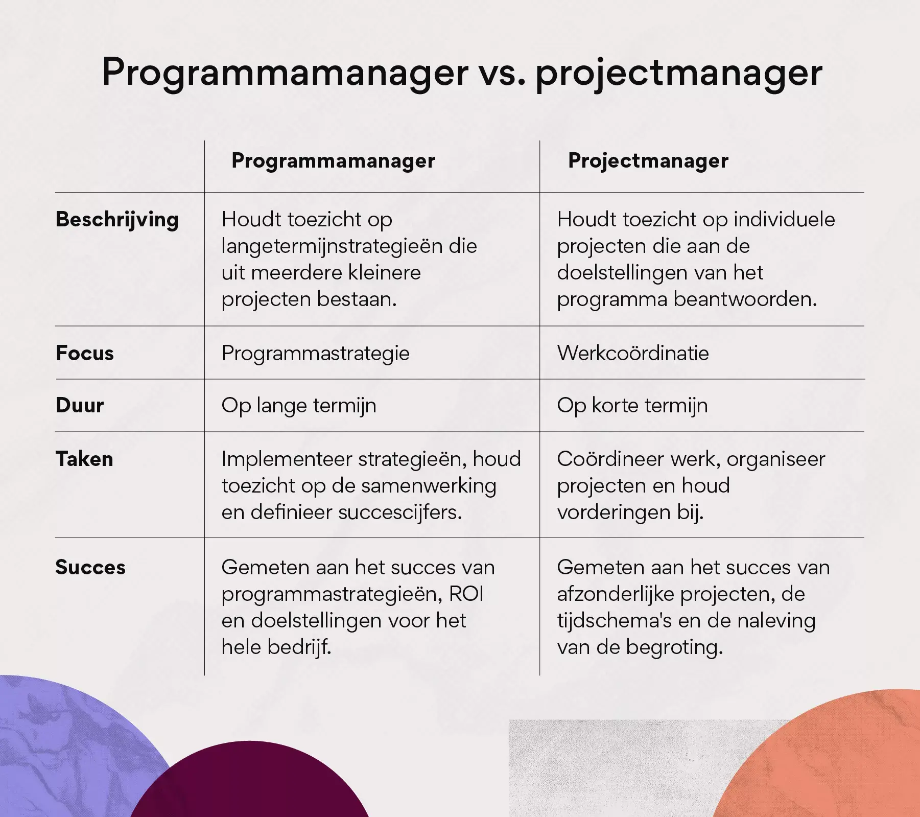 Programmabeheerder en projectbeheerder