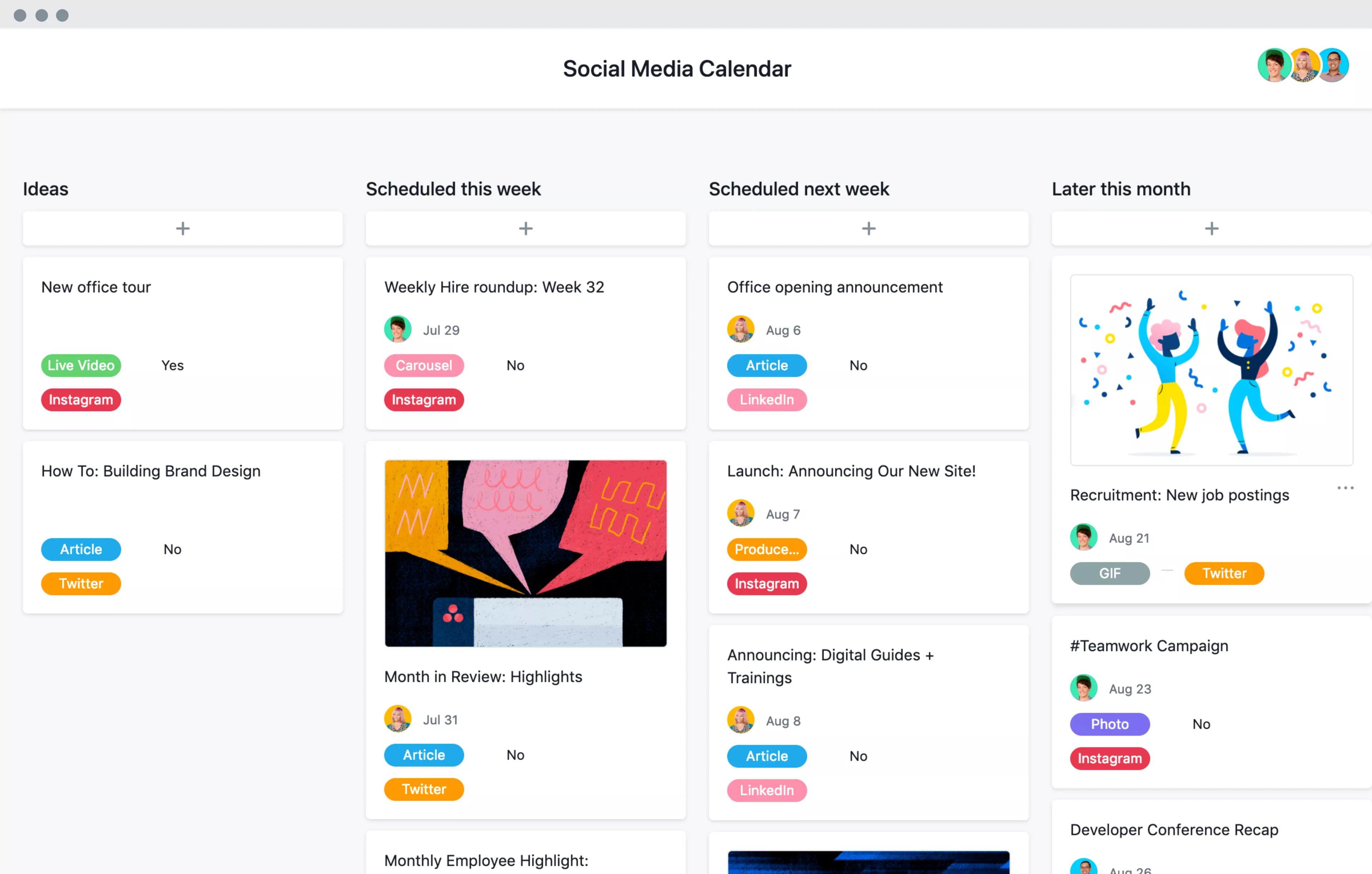 Small Business Social Media Content Calendar