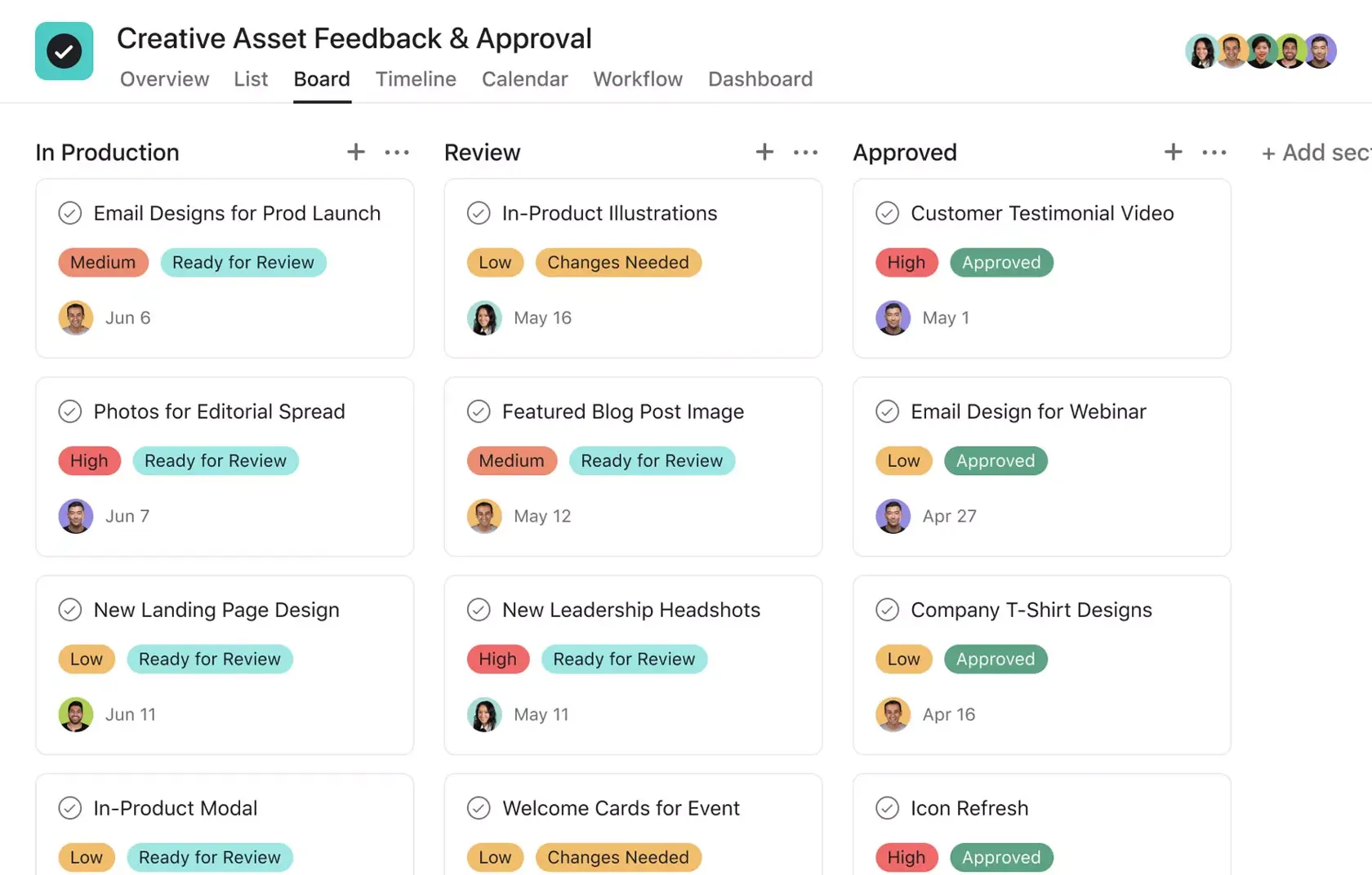 [Interfaccia utente del prodotto] Esempio di progetto per il feedback e l'approvazione delle risorse di creatività