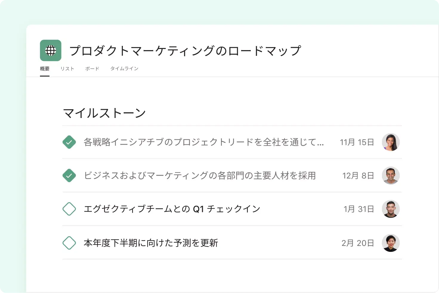 Asana でプロジェクトマイルストーンを管理する