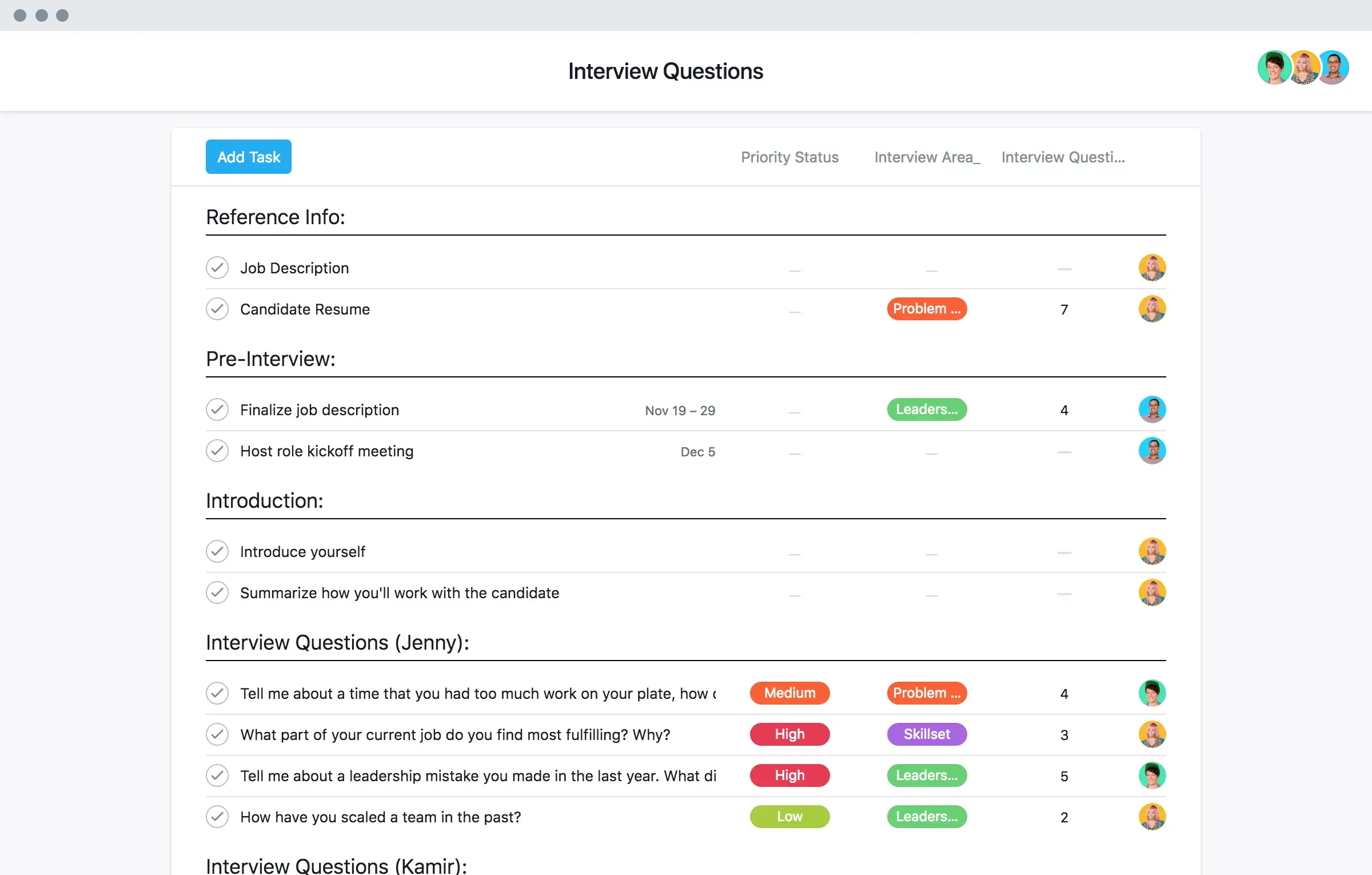 [Product UI] Interview questions template & scorecard (list)