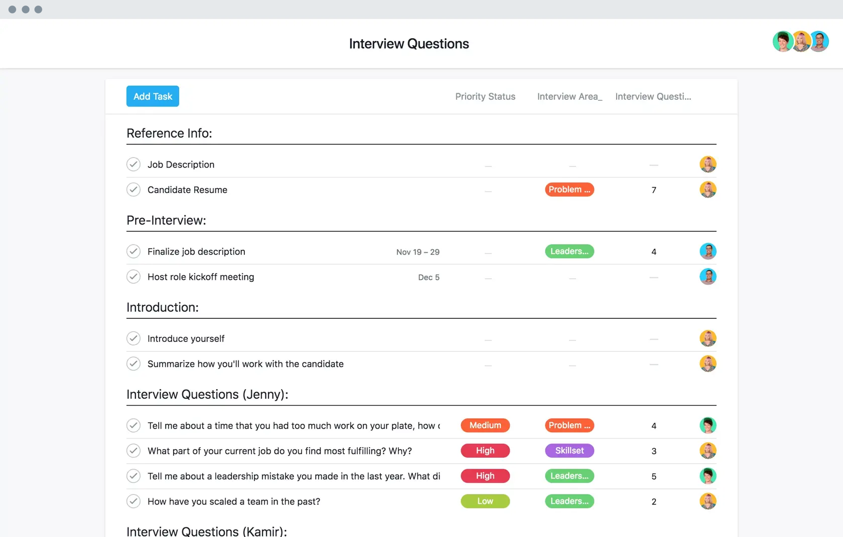 [Interface do produto] Modelo de perguntas para entrevistas e índice de pontuação (lista)