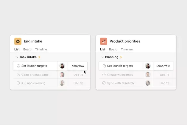 Multi-homing tasks in Asana