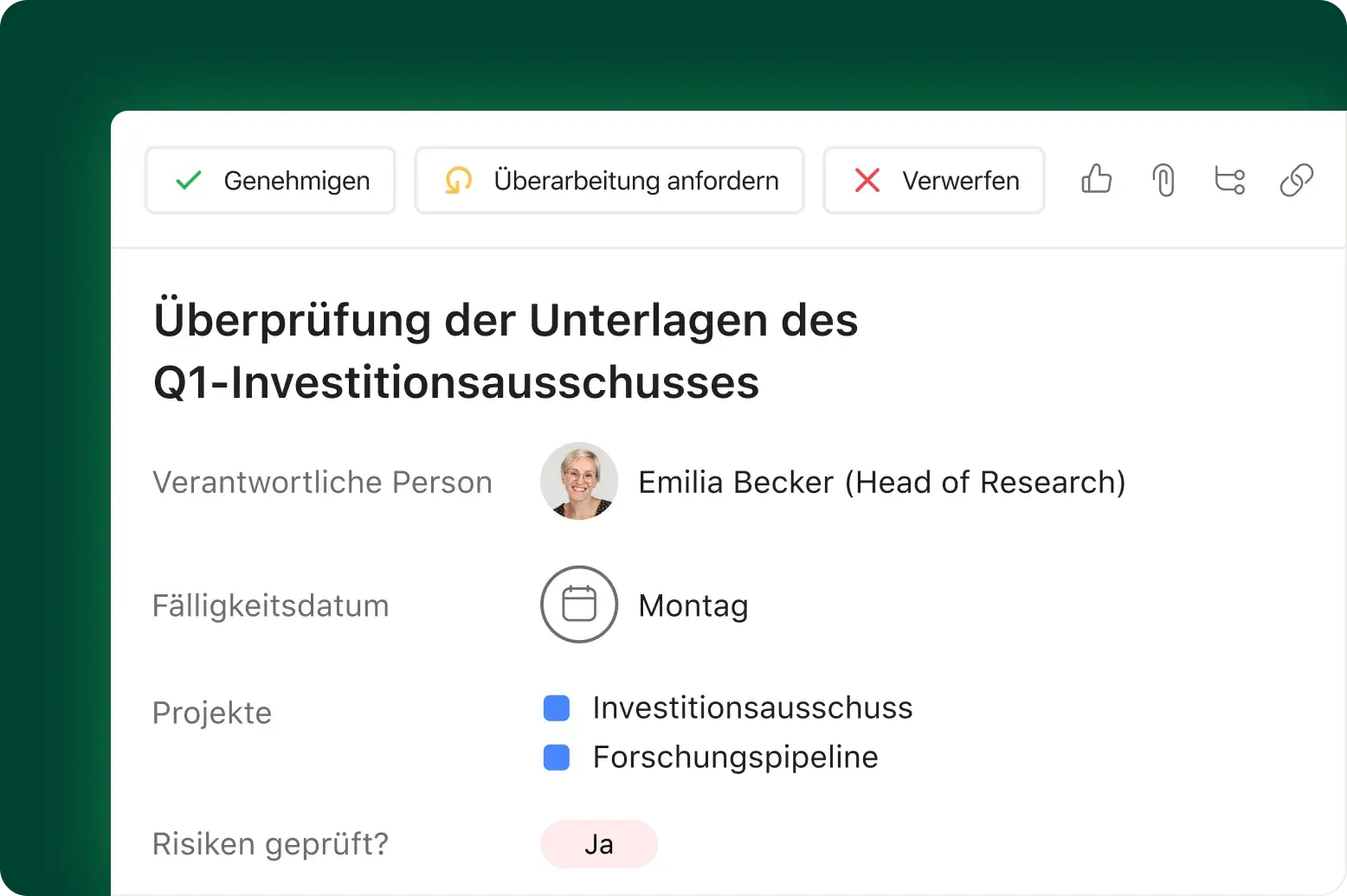 Benutzeroberfläche für die Projektabwicklung