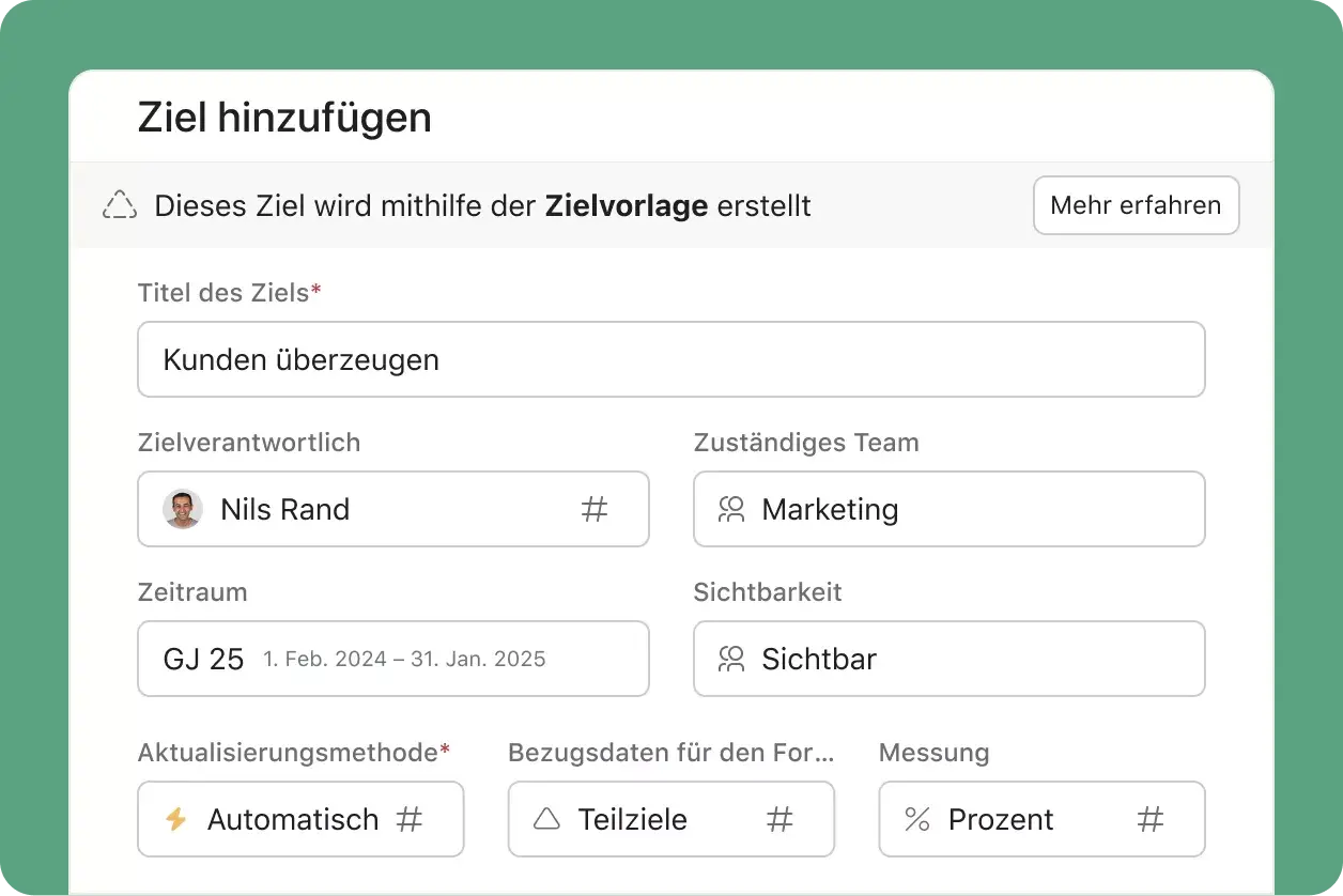 Ziele in Asana: abstrakte Produkt-UI