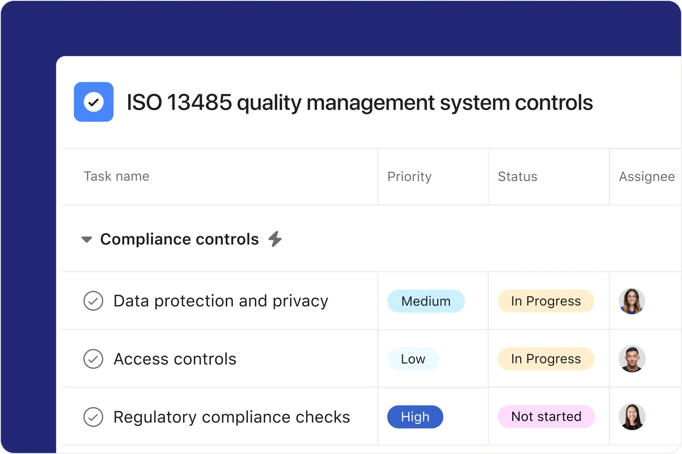 Controllo qualità dell’interfaccia utente del prodotto Asana