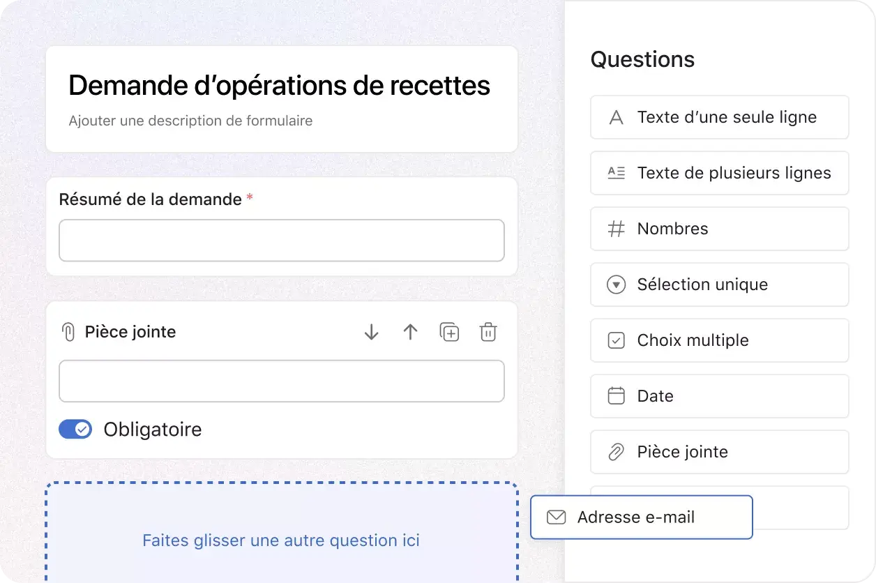 Réception des demandes de travail