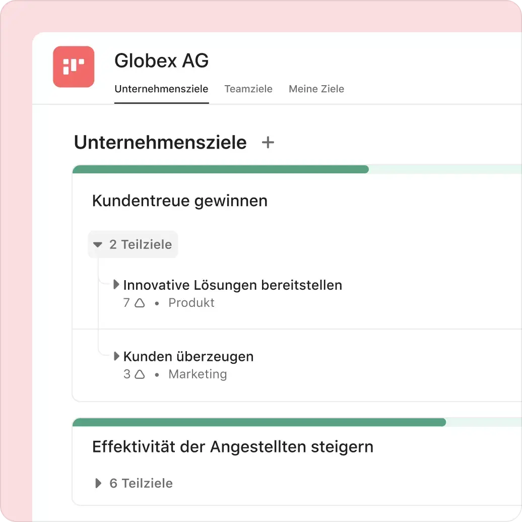 Verfolgen Sie Unternehmensziele in Asana