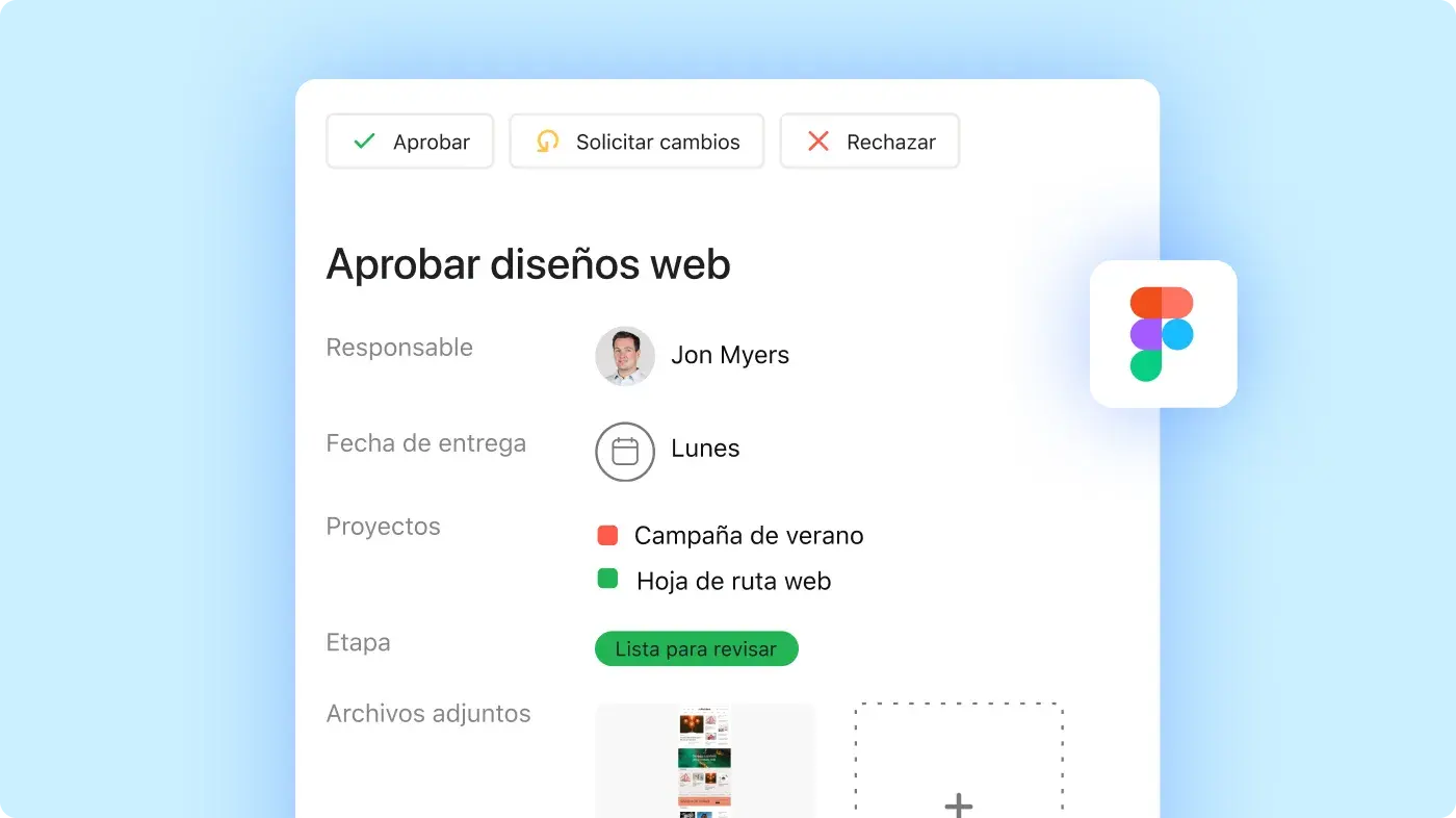 Interfaz de usuario de producto de Asana de la aprobación de los trabajos creativos de la campaña