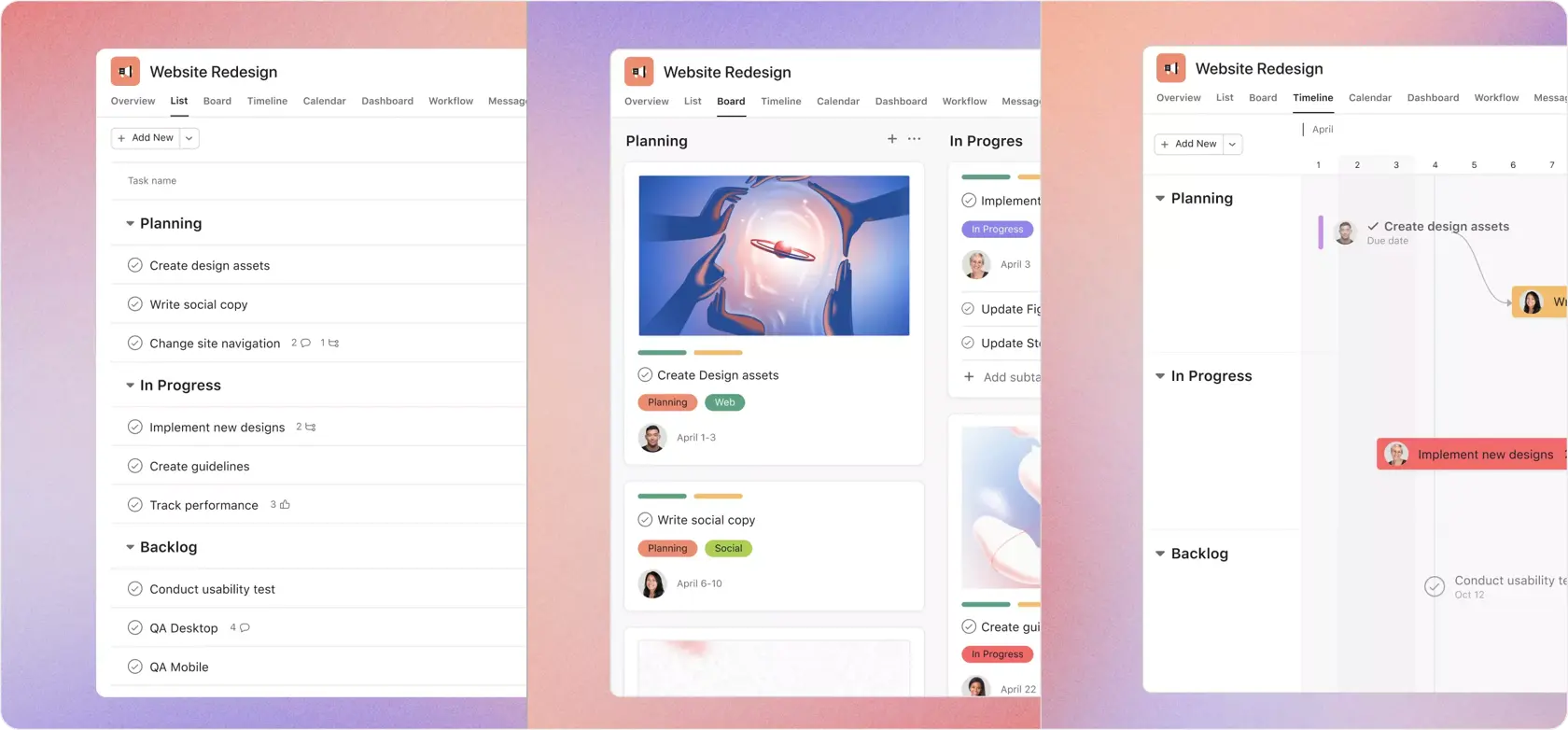 Project views in Asana