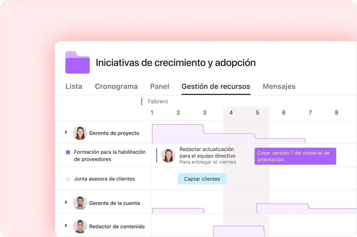 Ícono Visualiza claramente la carga de trabajo