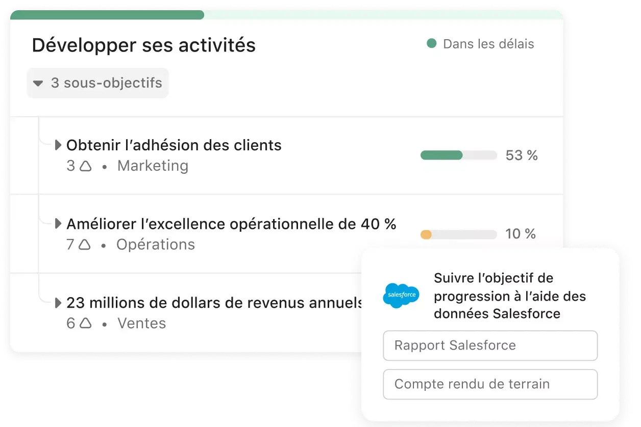 Tableau de bord des objectifs sur Asana