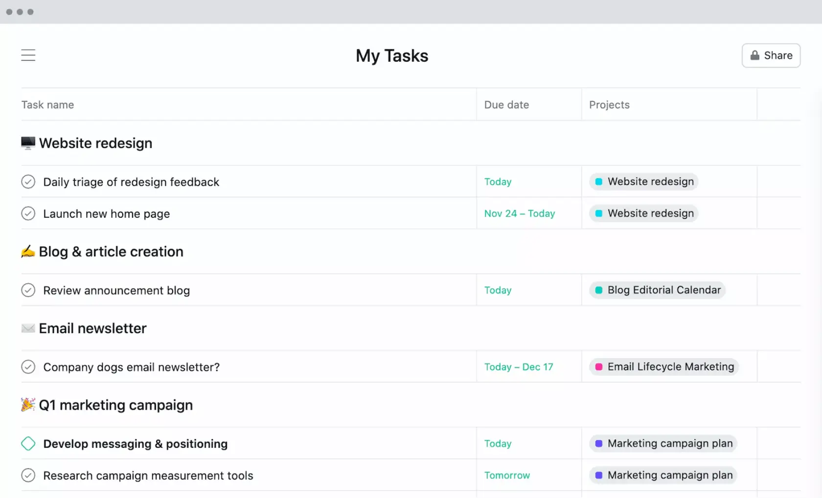 Crea listas de tareas pendientes más efectivas: ejemplo de Mis tareas