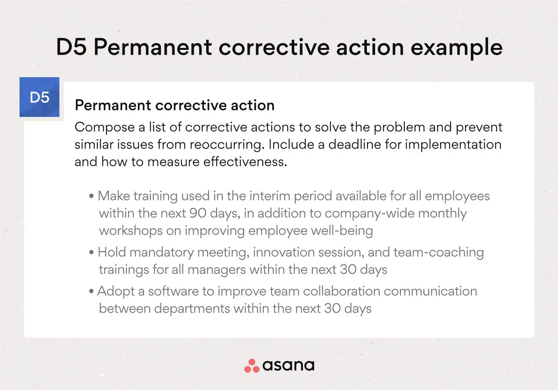 [inline illustration] D5 Permanent corrective action (example)