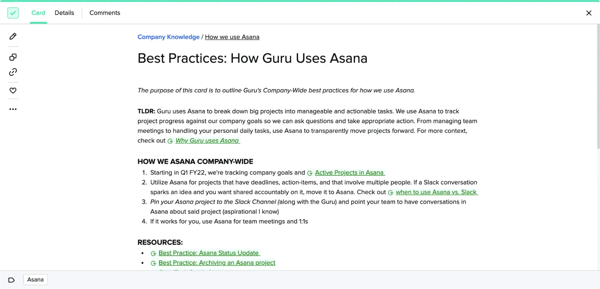 Guru best practices document