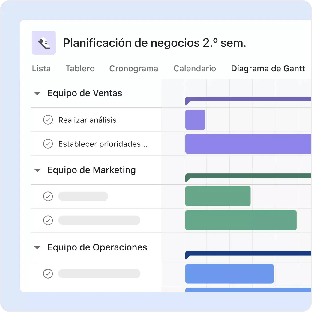 Supervisa el progreso con la vista de diagrama de Gantt en Asana