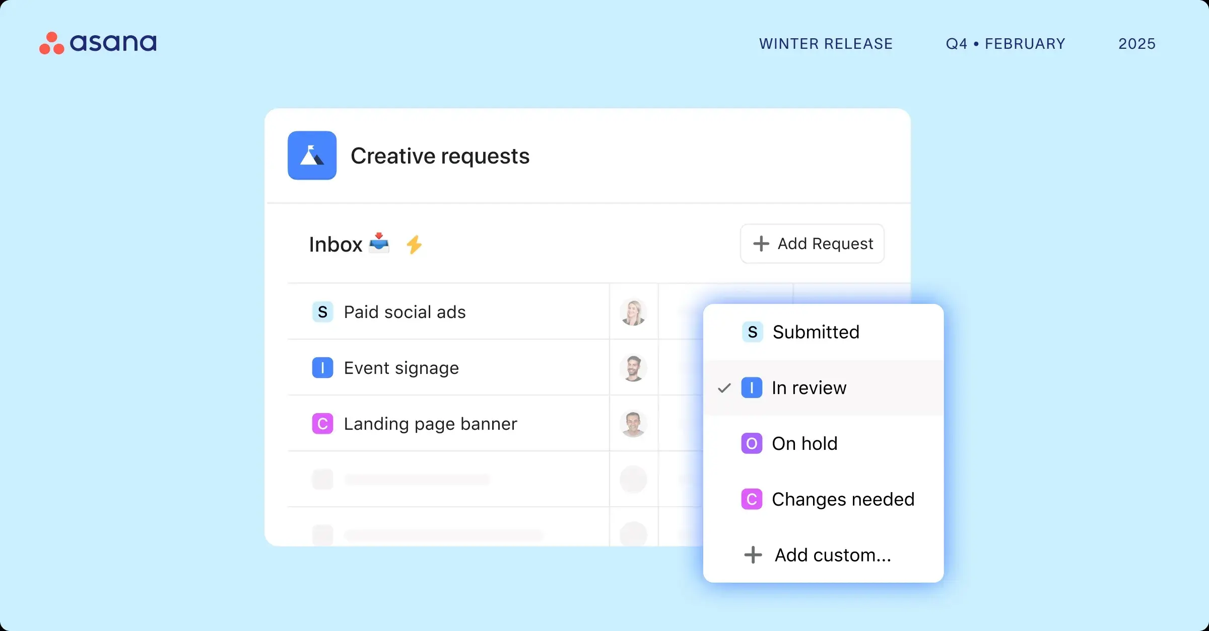 Custom statuses with Asana