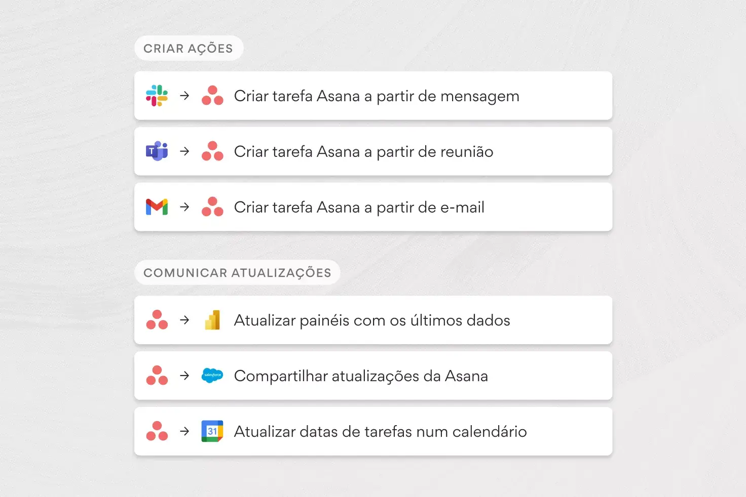 Integrações da Asana