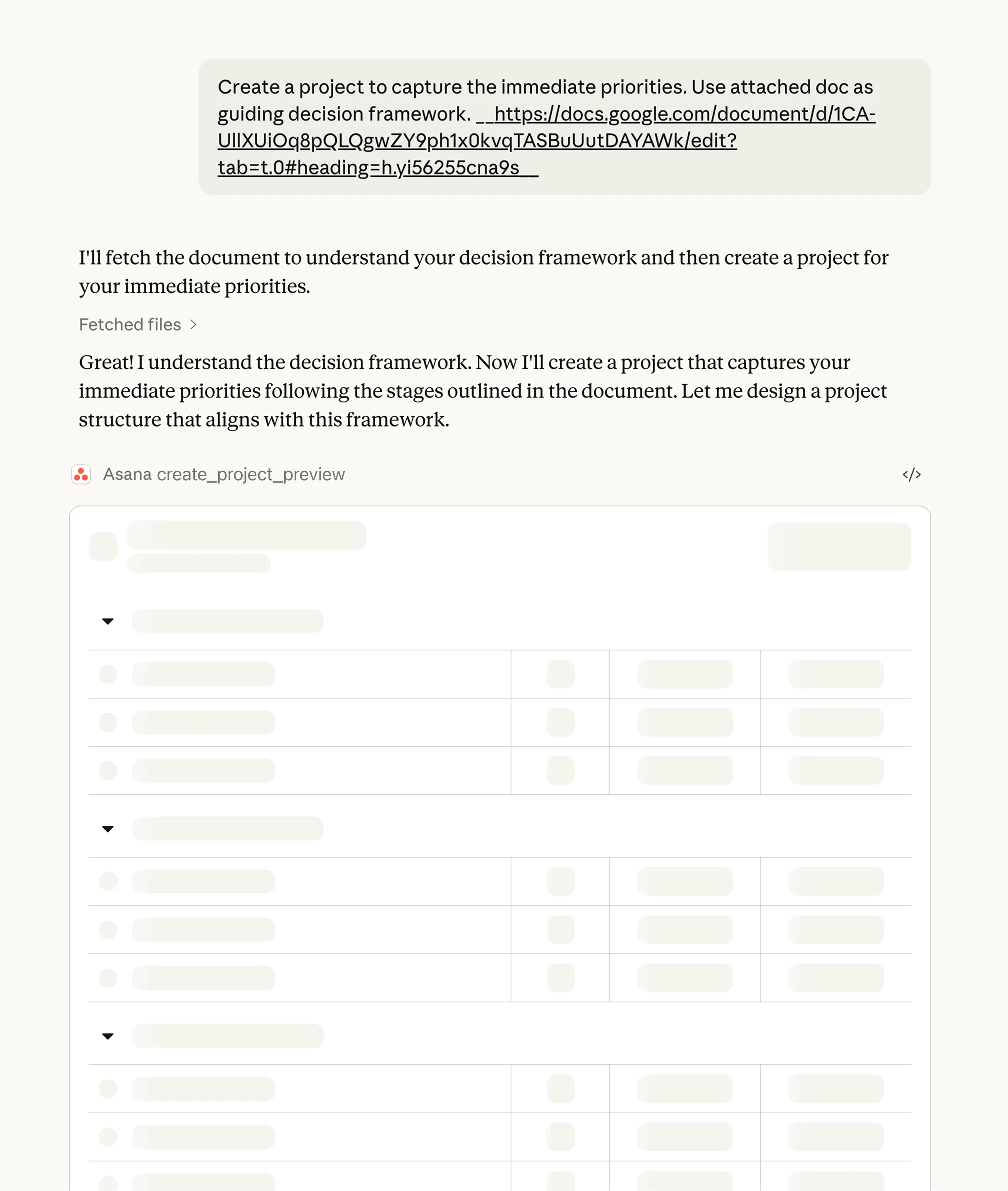 Prompt for Claude to create project