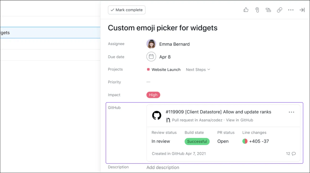 Github pull request link