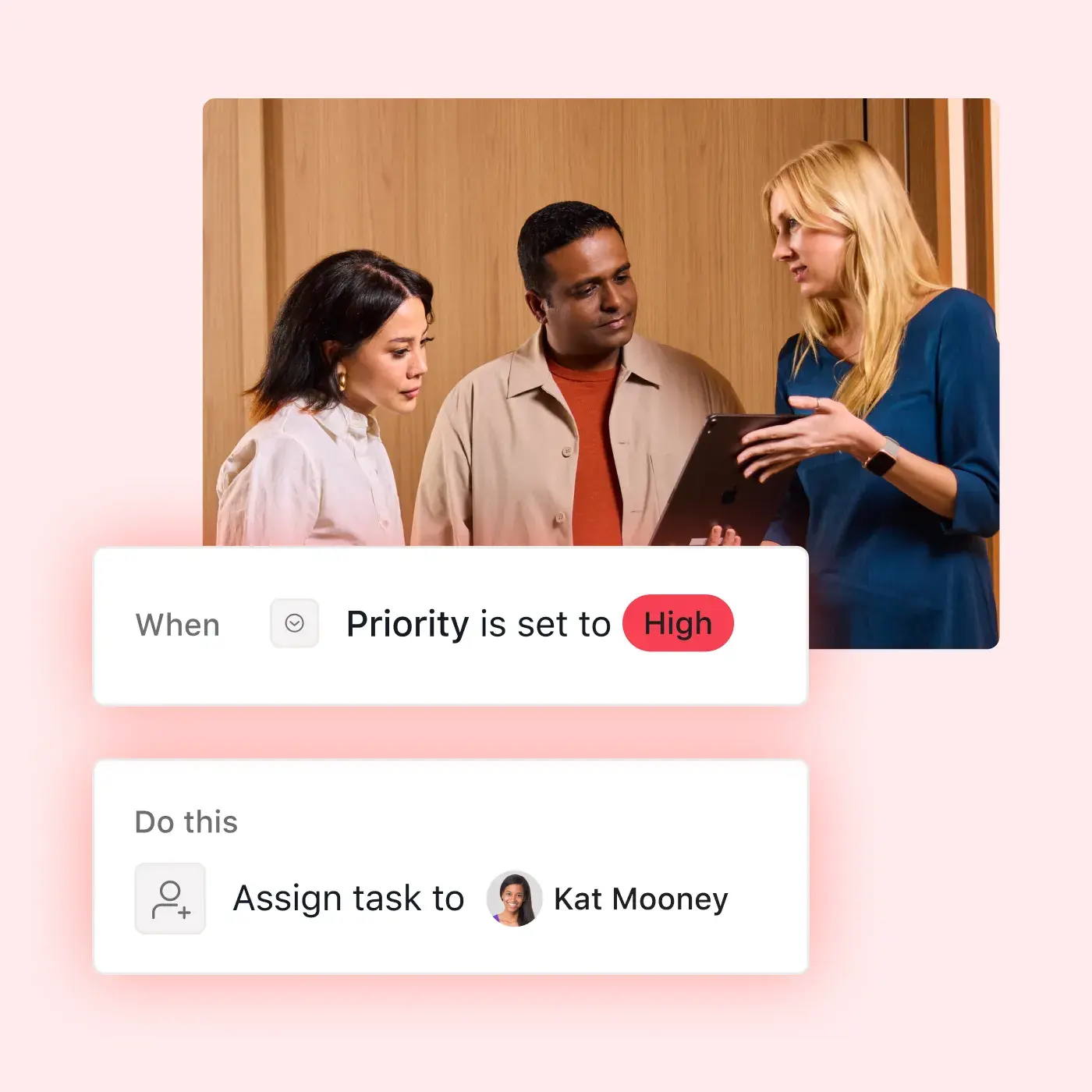 A team prioritizes tasks with asana