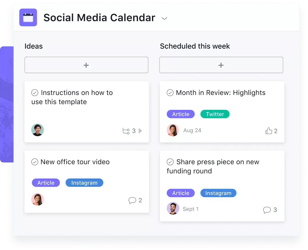 Plantillas personalizadas de Asana