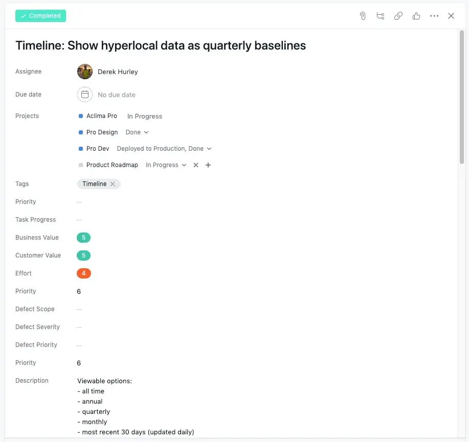 Asana timeline