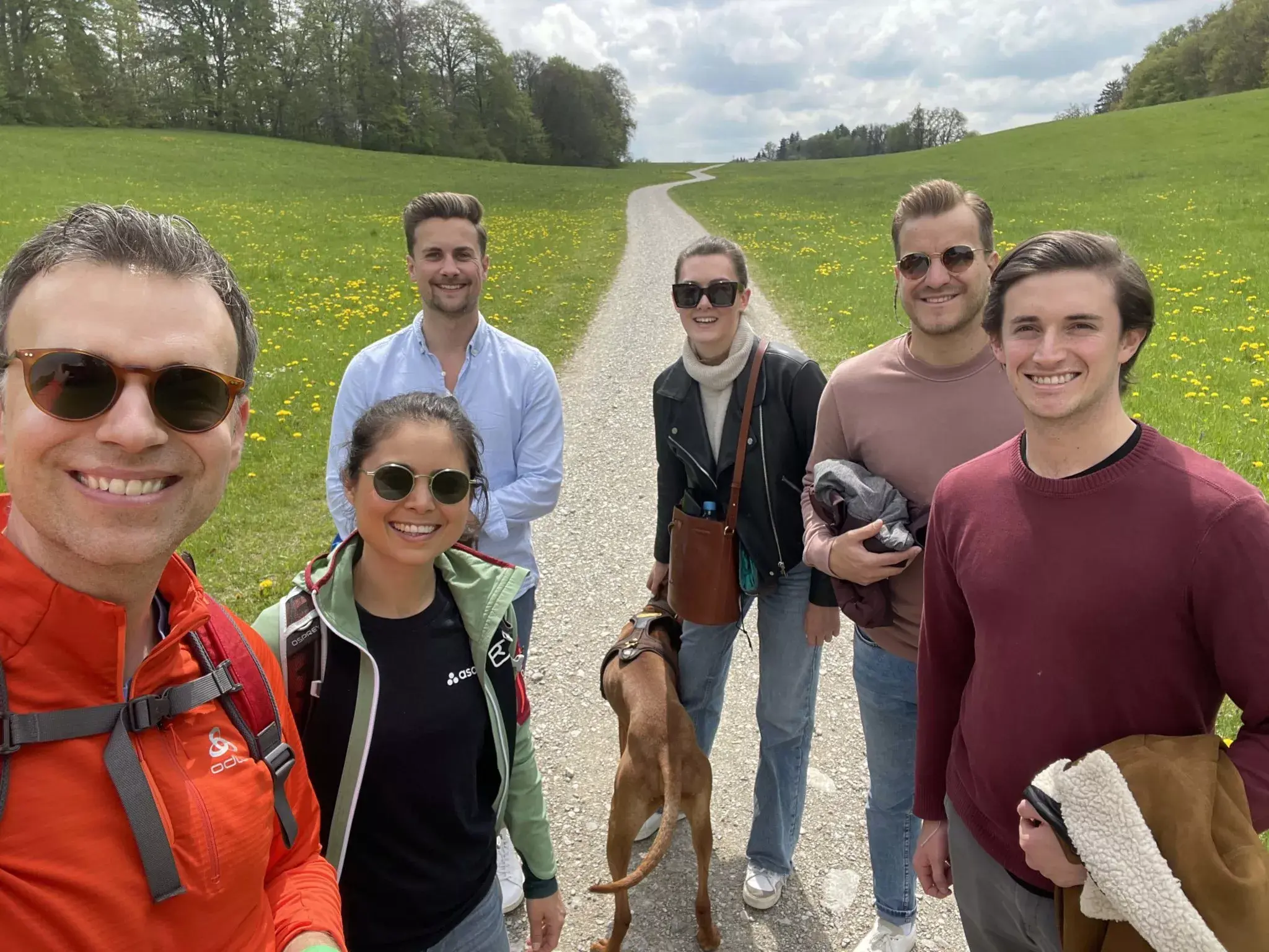 Steinke (third from the left) during a recent weekend hike with his Asana colleagues.