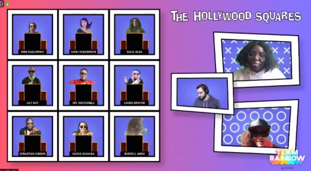 Hollywood Squares game, meeting screenshot