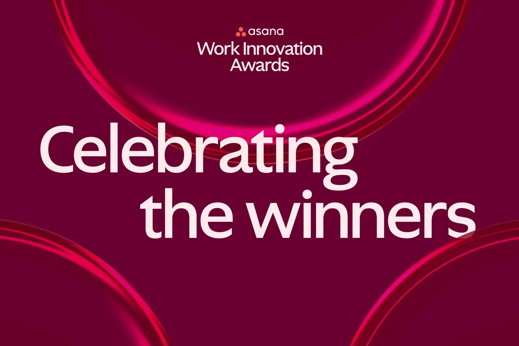 Header image for a blog post highlighting Asana's Work Innovation Award Winners. The text reads: "Asana Work Innovation Awards. Celebrating the Winners."