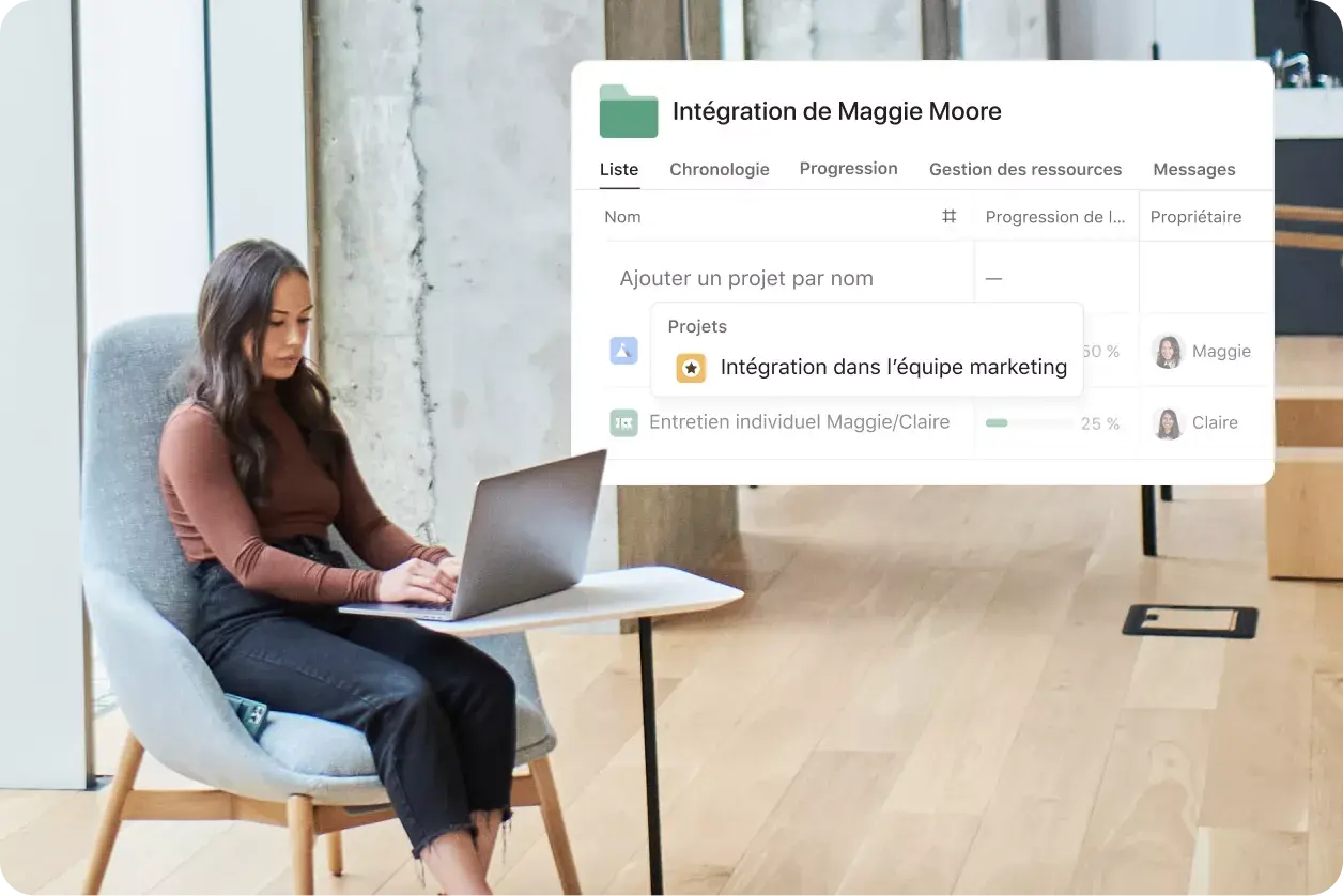 Collaborateur travaillant sur un projet d’intégration sur Asana - Interface utilisateur produit 