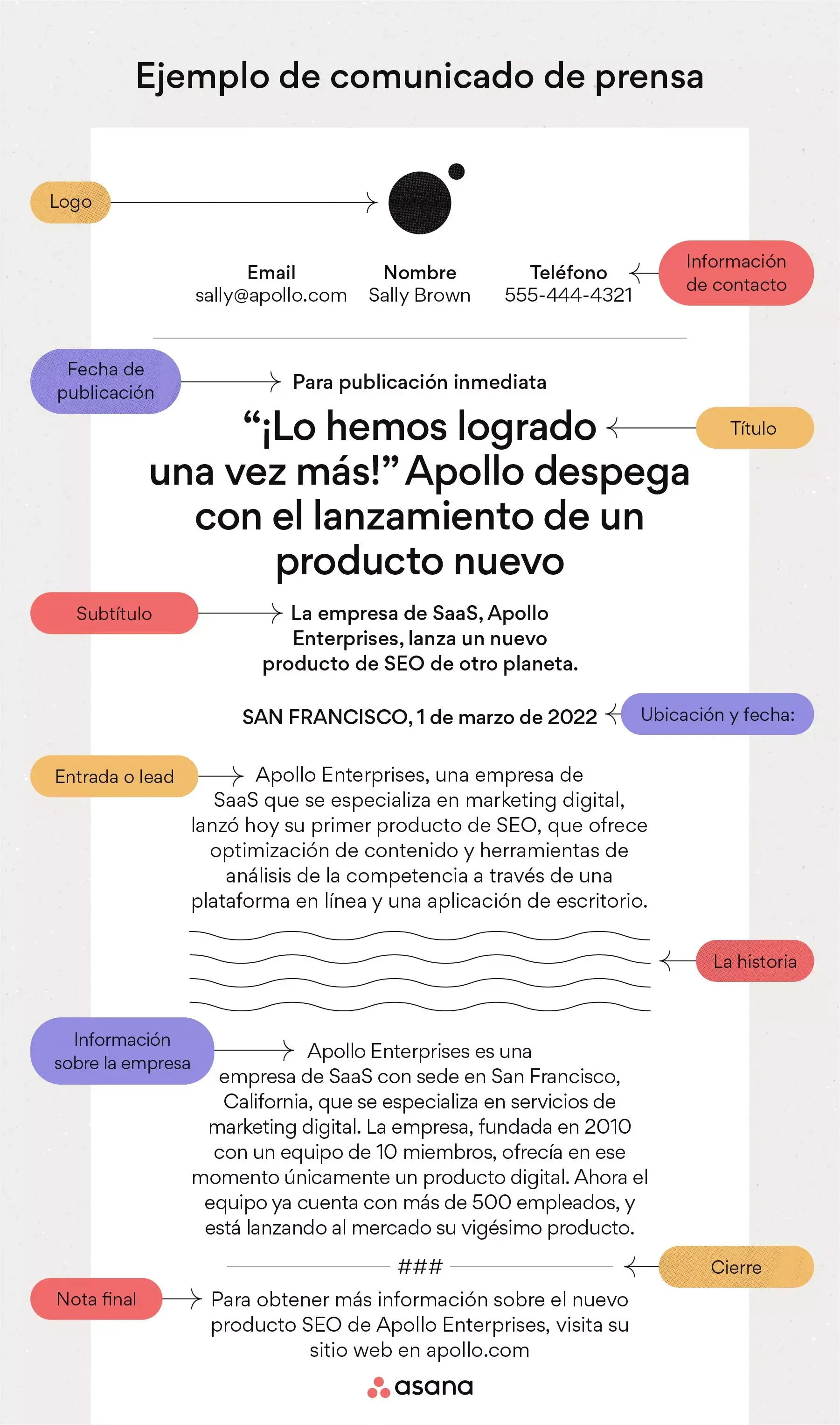 ejemplo de comunicado de prensa