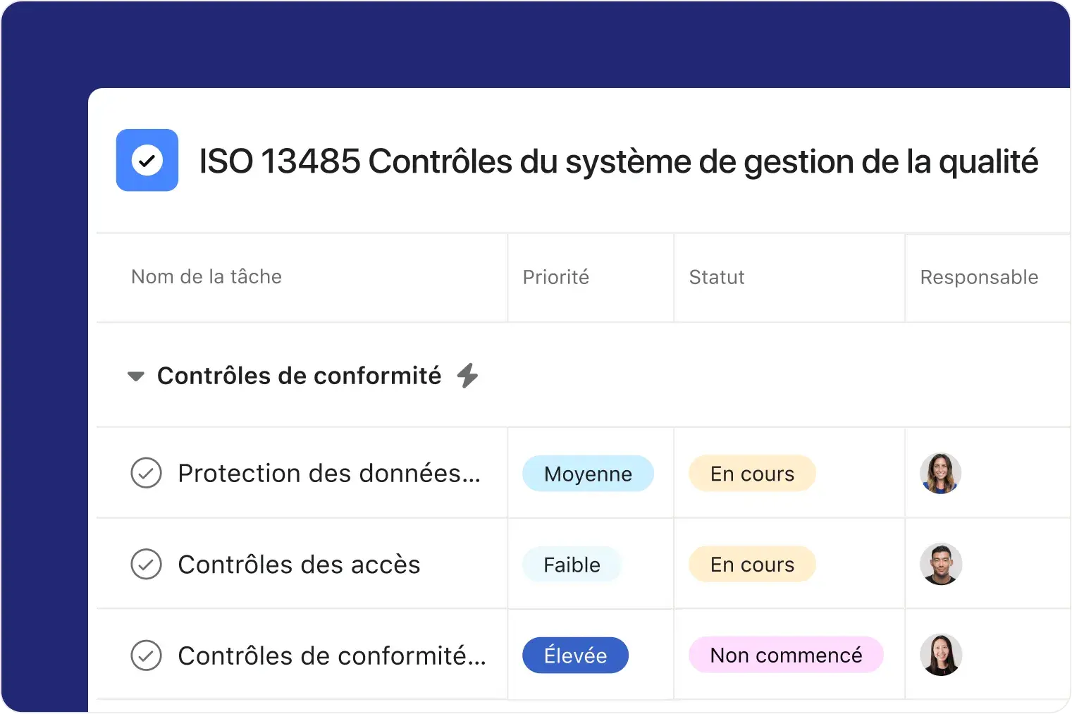 Contrôle qualité sur Asana - Interface utilisateur produit