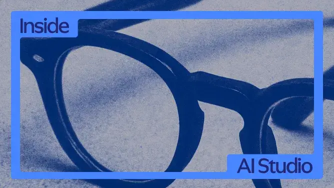 Image showing a eyeglasses with the text "Inside AI Studio"