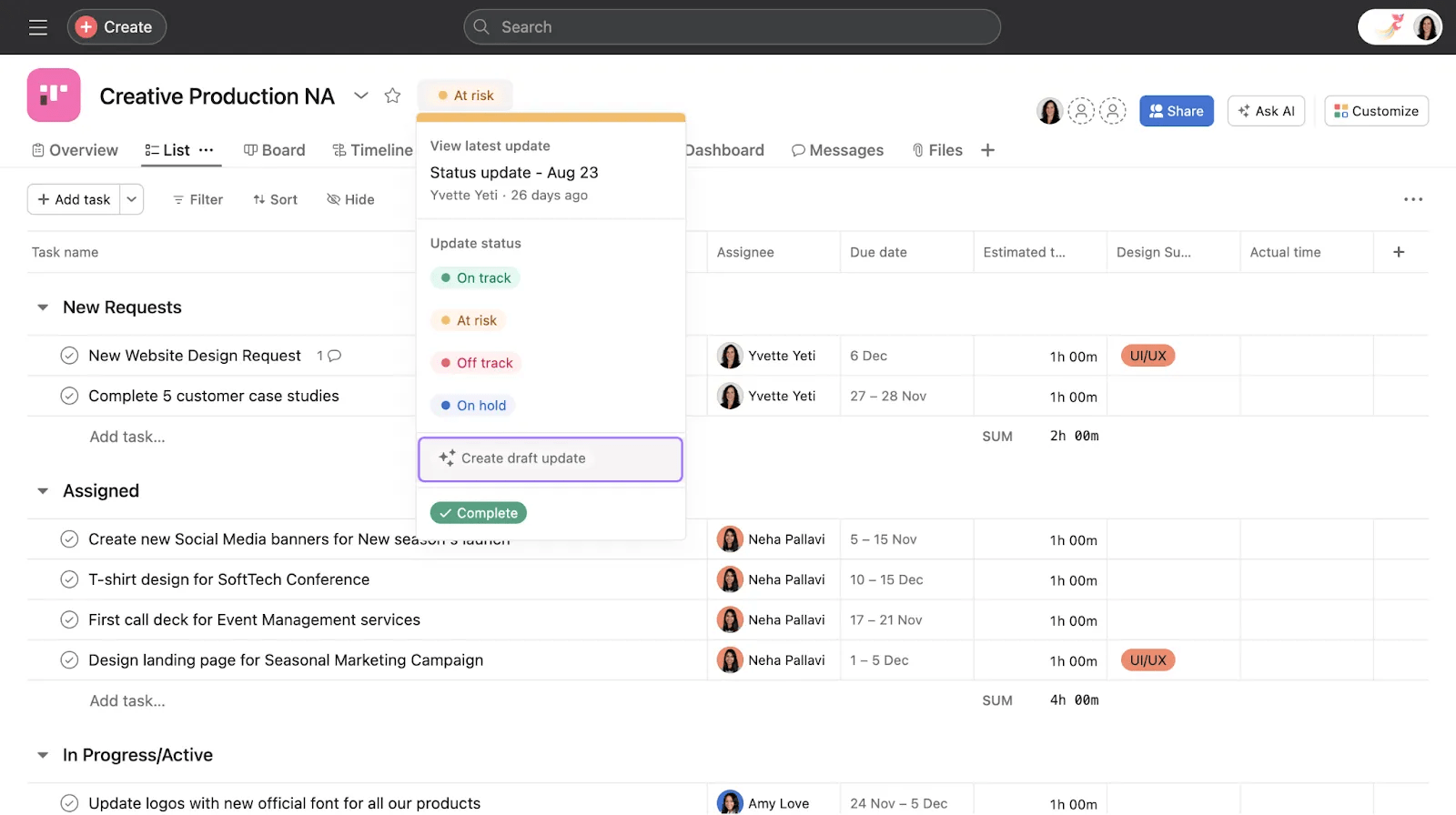 Asana Smart Status
