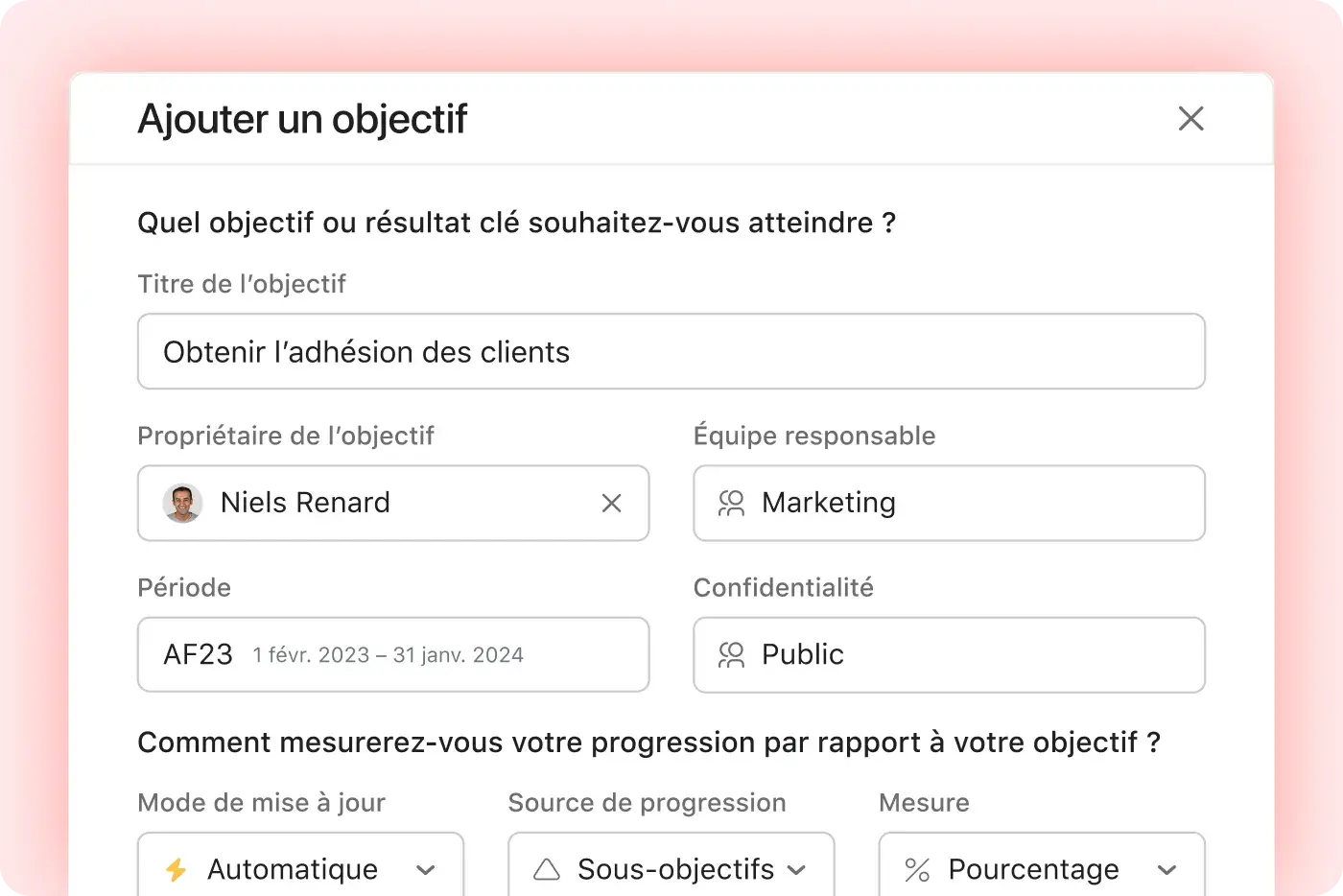Icône Créez un objectif