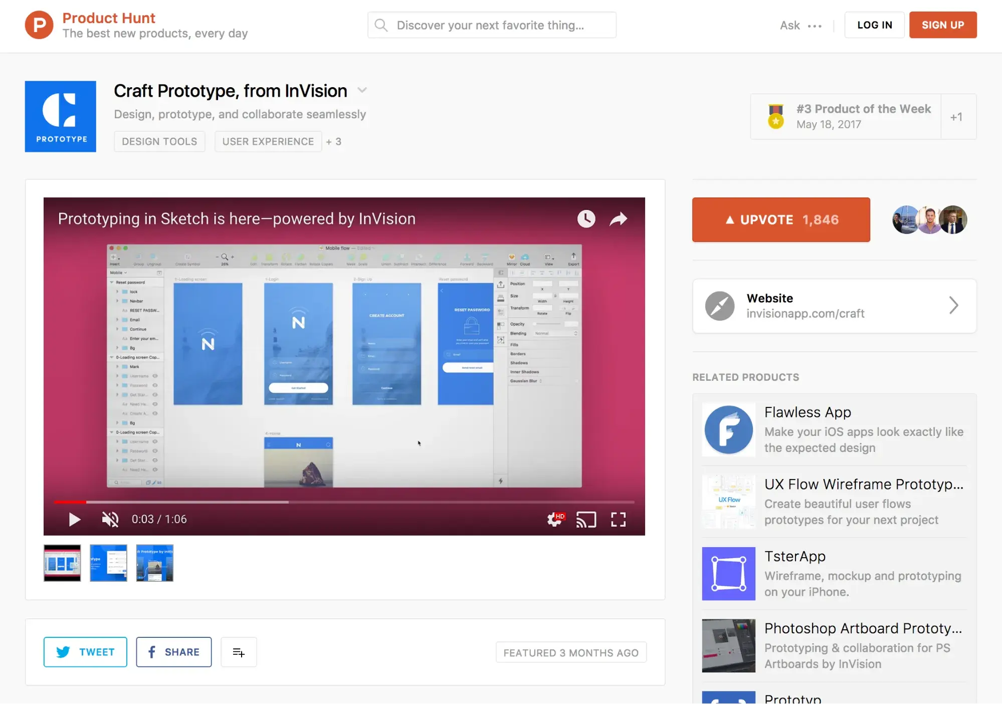 Craft prototype in Product Hunt