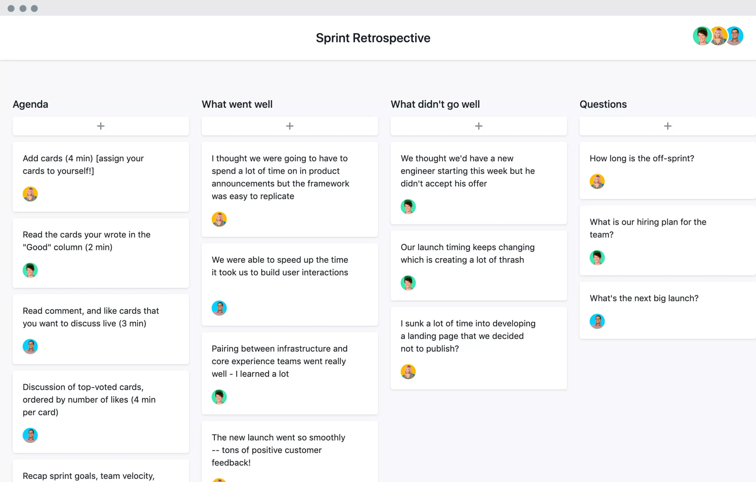 Image showing a sprint retrospective template