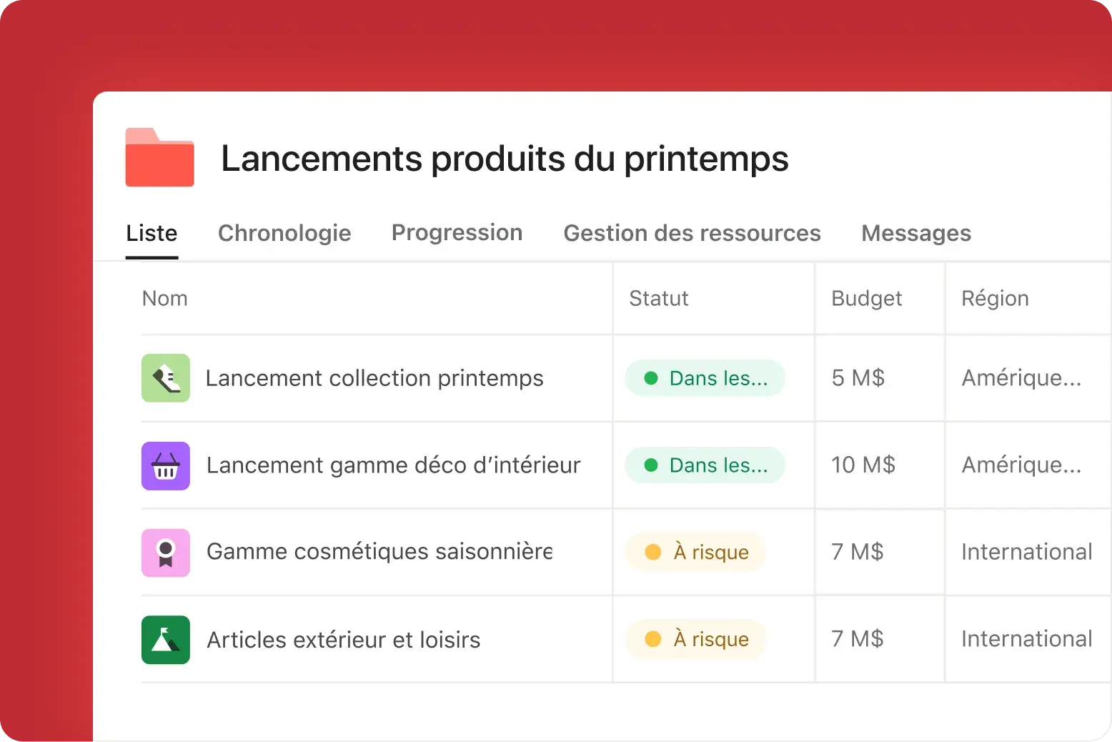 Lancement de produit (image de l’interface utilisateur du produit) 