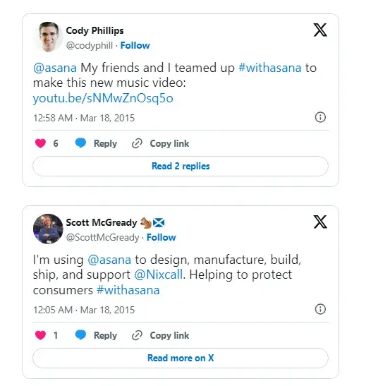 [Resource] What you’re building #withAsana (X screenshot image 2&3)