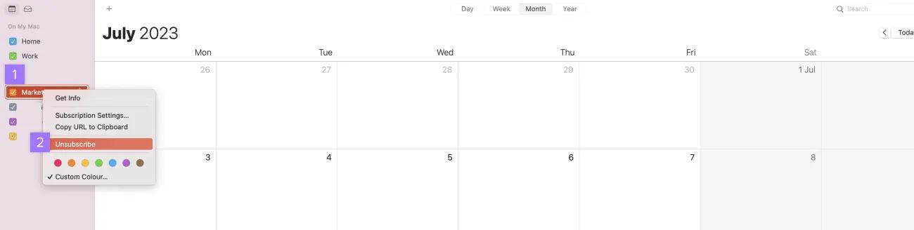 remove apple calendar