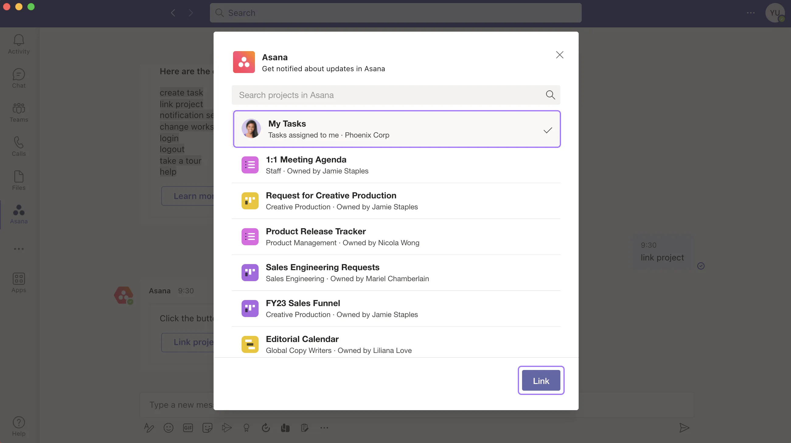 Microsoft Teams and Asana integration