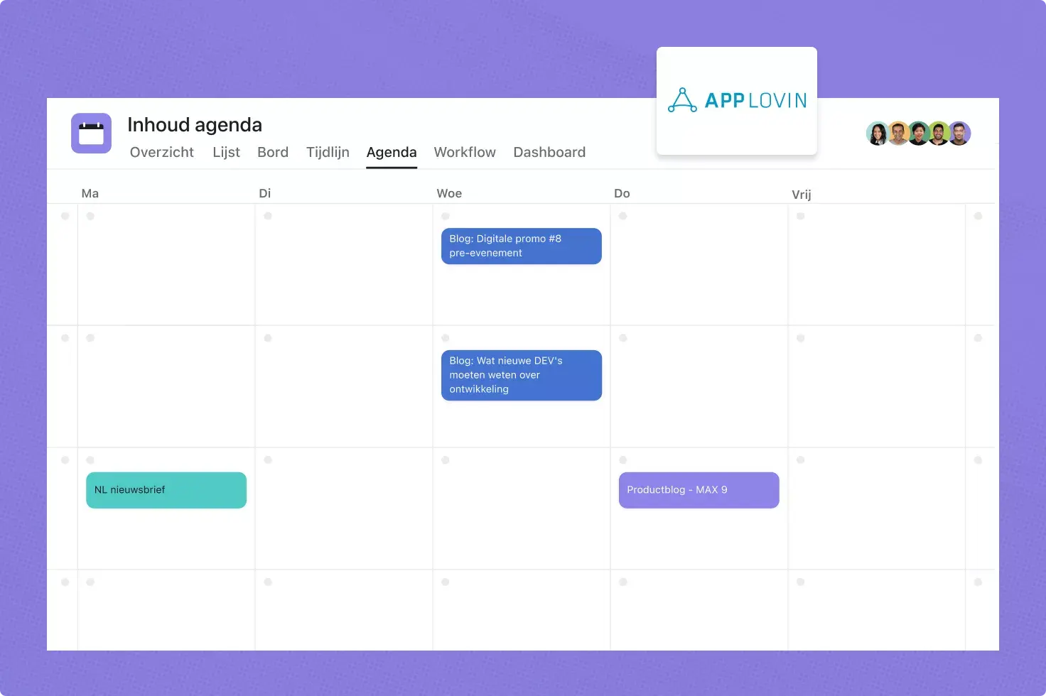 AppLovin gebruikt Asana voor hun workflow voor inhoudsagenda