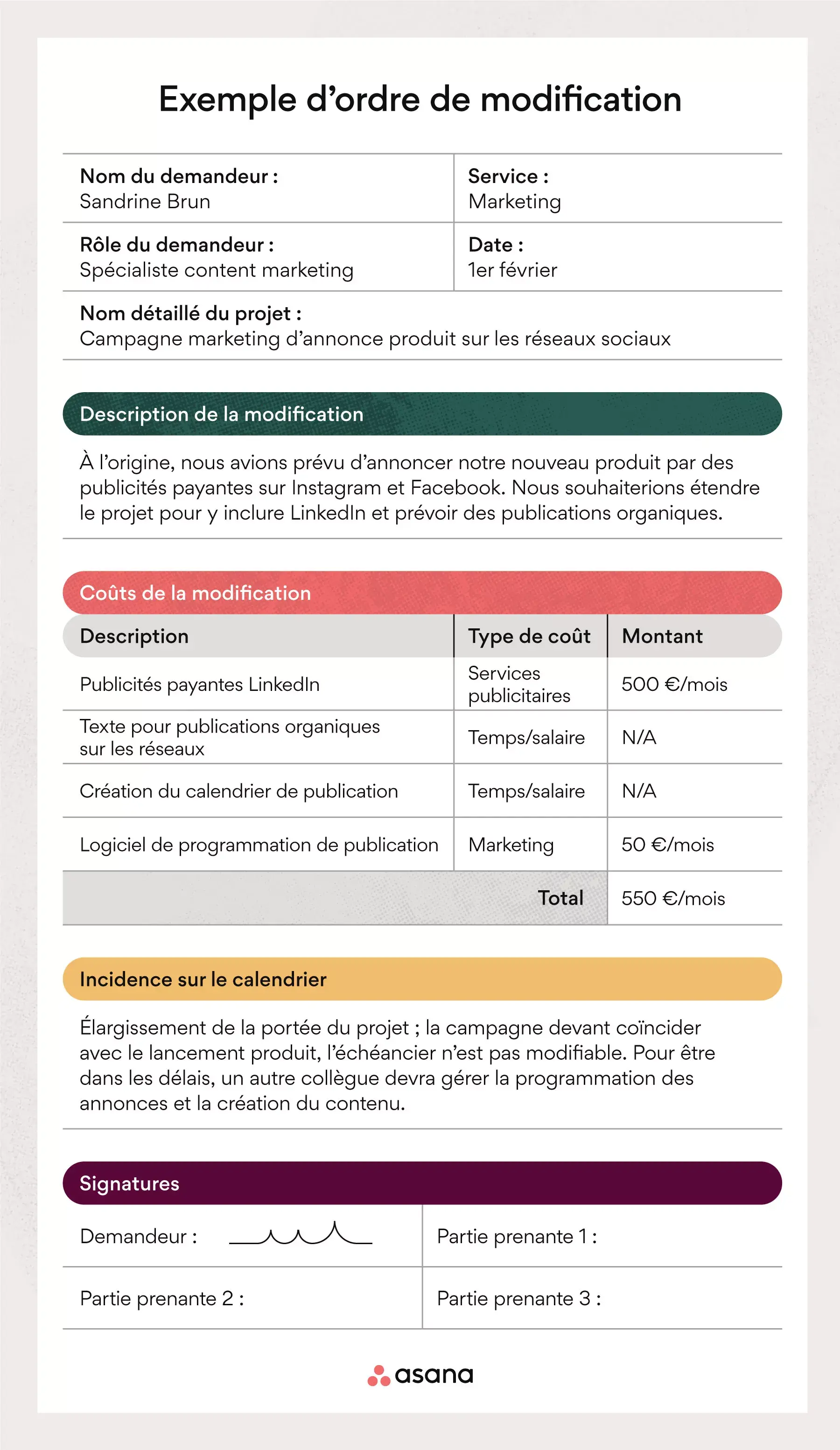 Exemple d’ordre de modification