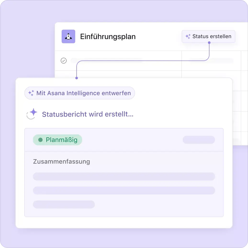 Nutzen Sie Asana AI, um Projektstatus-Updates zu erstellen